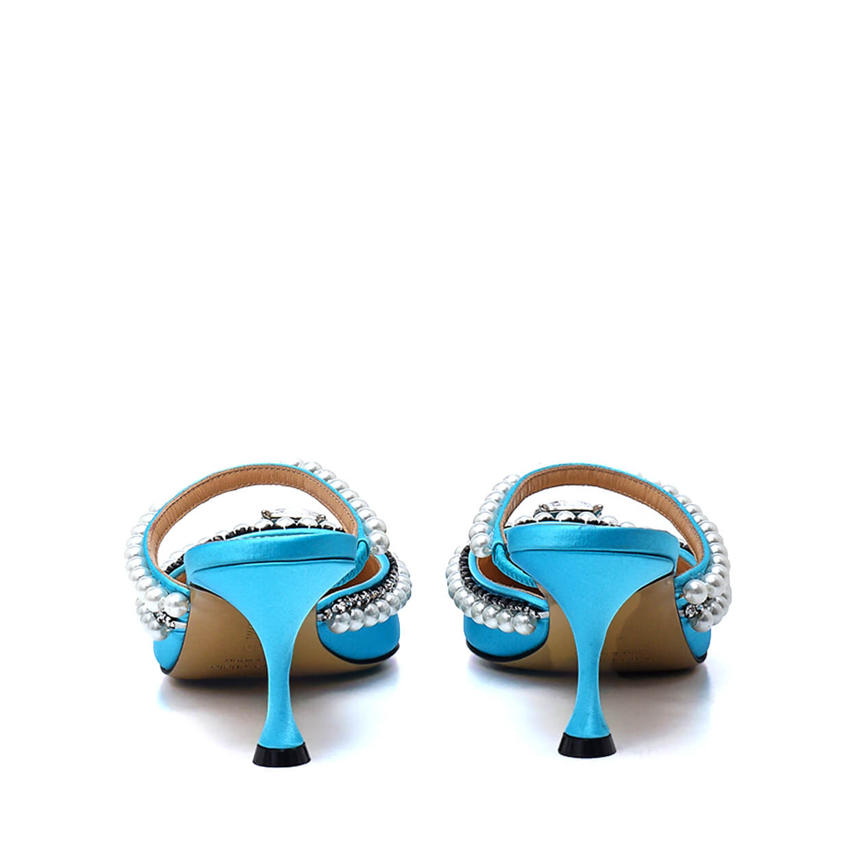 Mach & Mach - Turquoise Satin & Diamond of Elizabeth Pearl Mules